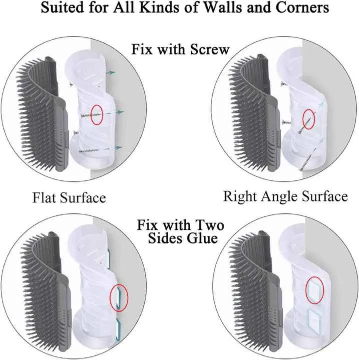 جدار ليونة الزاوية هرش لعبة القط الذاتي . Soft Corner Wall Scratcher Toy Cat Self Grooming