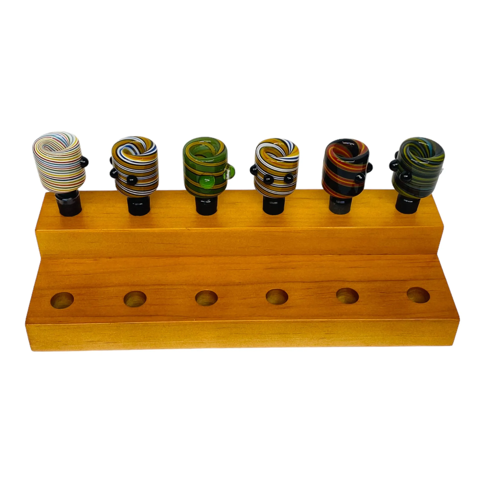 12 Hole Wood Display Stand Holder For 14mm Bong Bowl Pieces Or Quartz Bangers