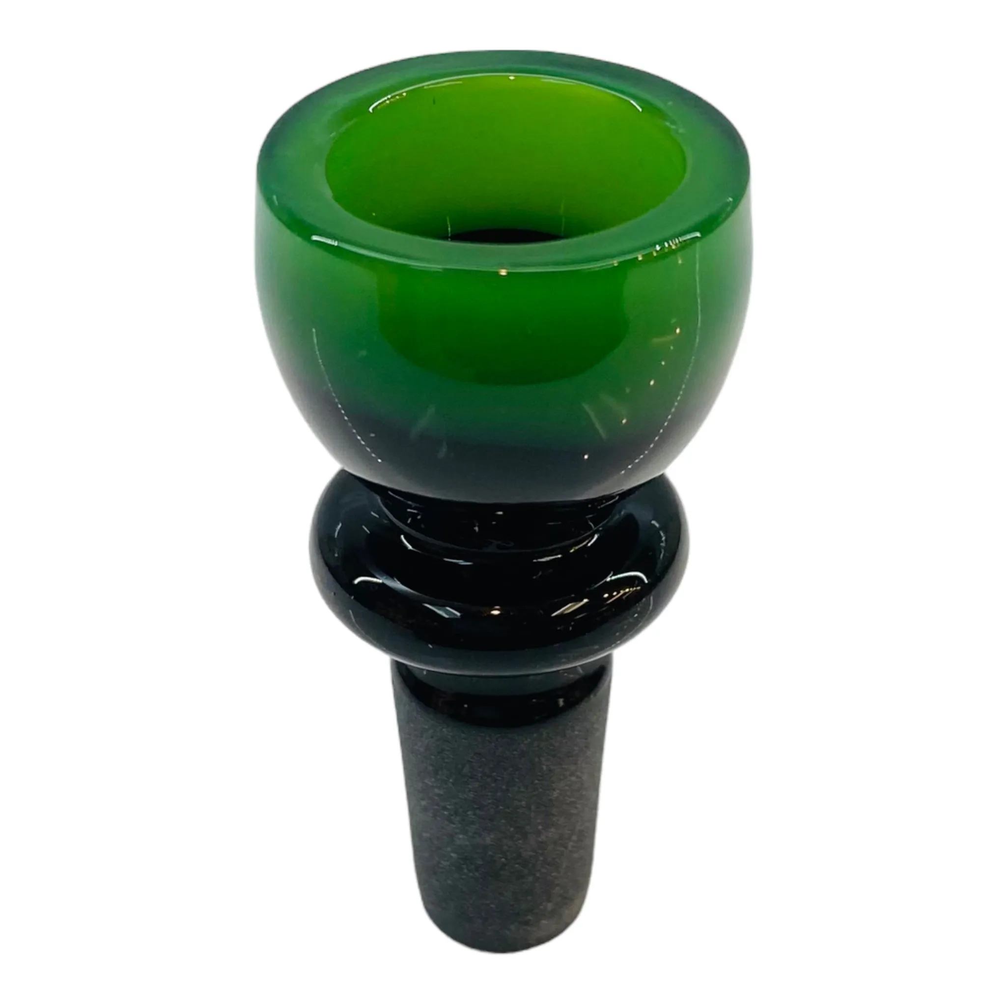 14mm Flower Bowl - Black Fitting With Color Rim Bong Bowl Piece - Green