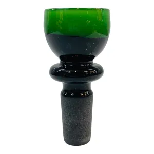 14mm Flower Bowl - Black Fitting With Color Rim Bong Bowl Piece - Green