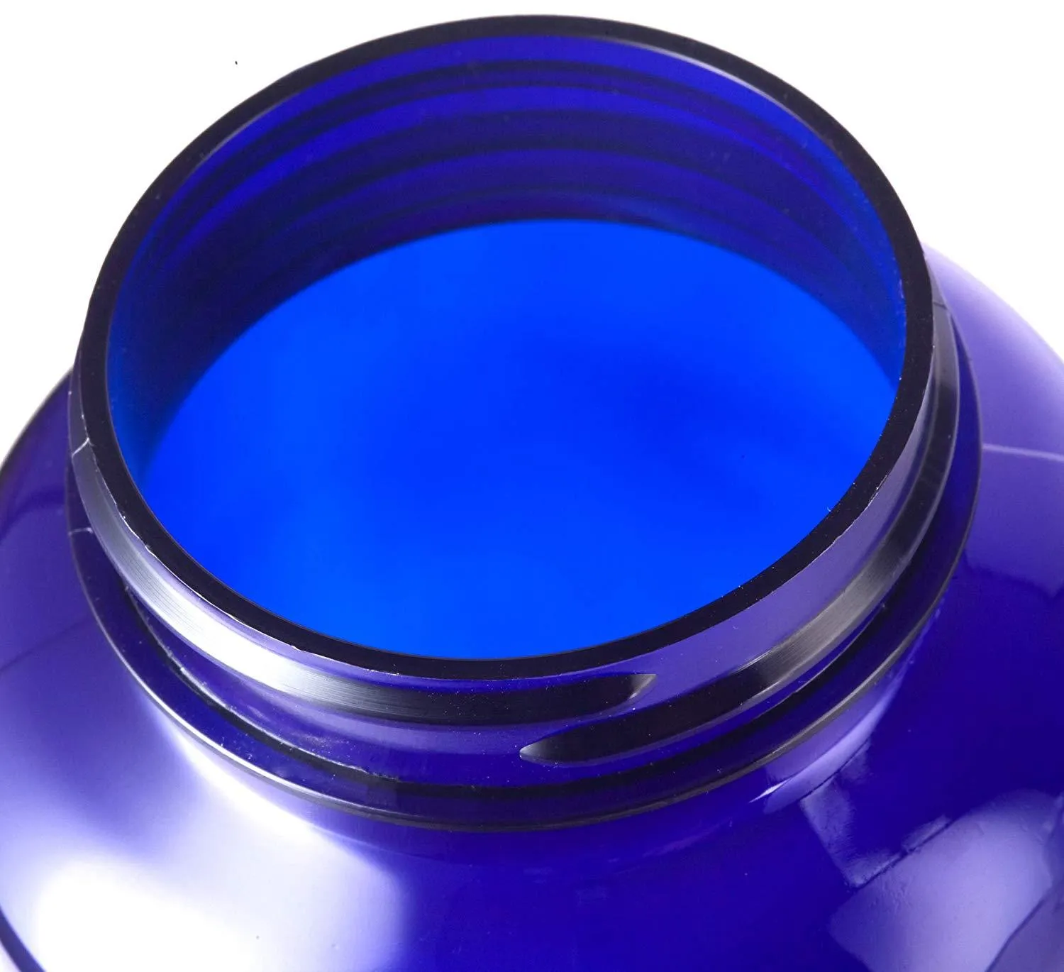 8 oz Cobalt Blue Plastic Wide Mouth Packer Bottle with Black Ribbed Lid