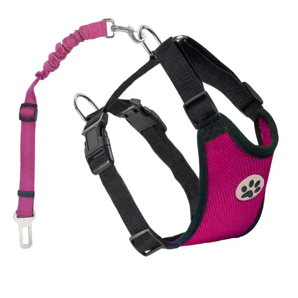 Adjustable Dog Seatbelt Harness with Breathable Mesh Vest