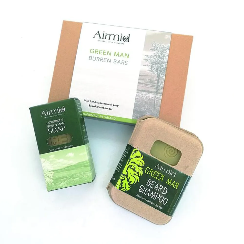 Airmid Green Man Beard Shampoo & Soap - Burren Bars Gift Set