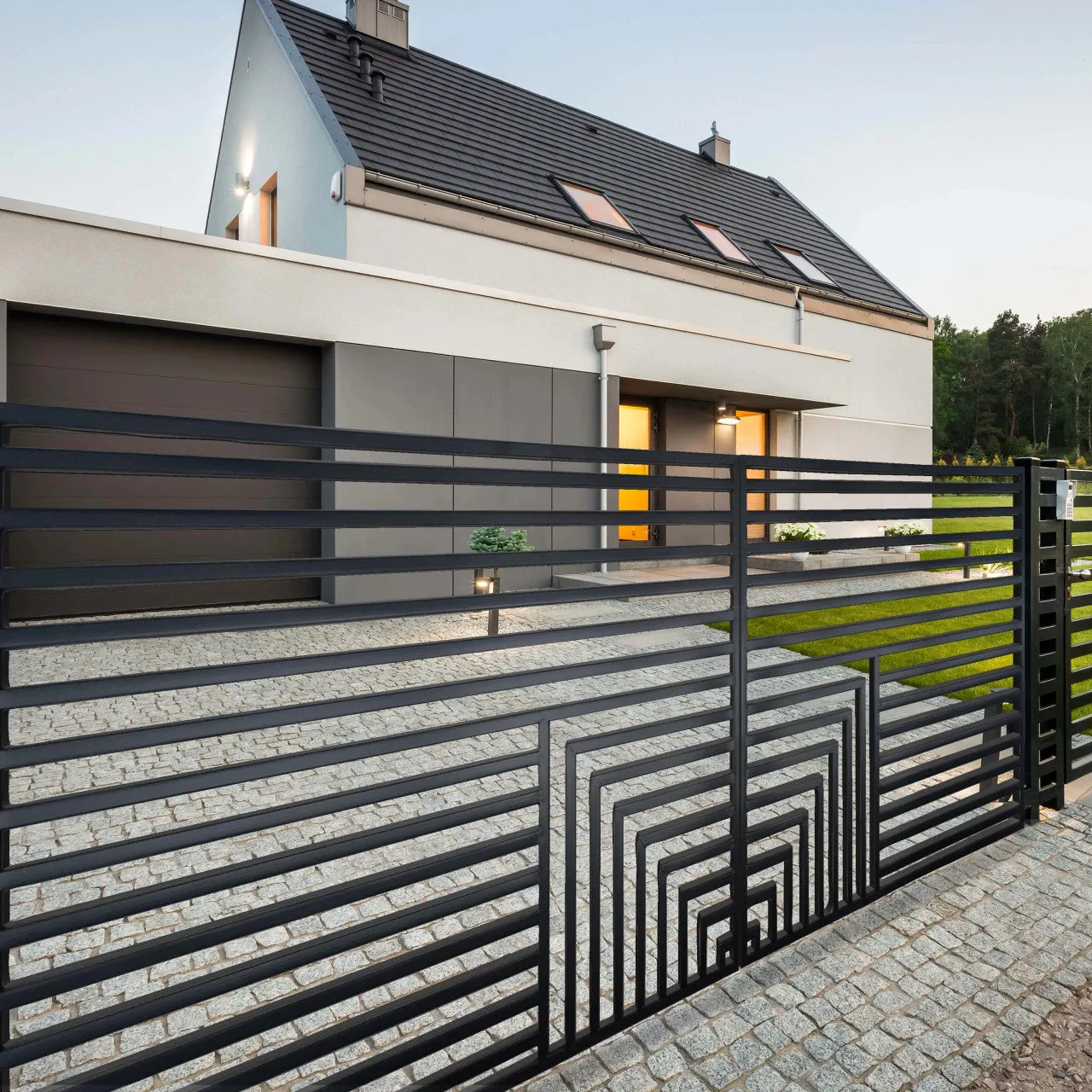 Aleko Steel Dual Swing Driveway Gate - Florence Style - 12 x 6 Feet