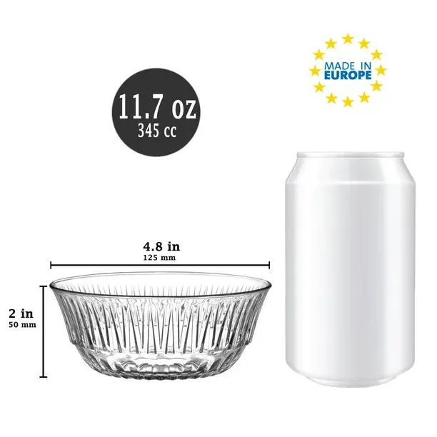 Alinda Crystal Clear Glass Round Serving Bowls Set of 6, 11.7 oz