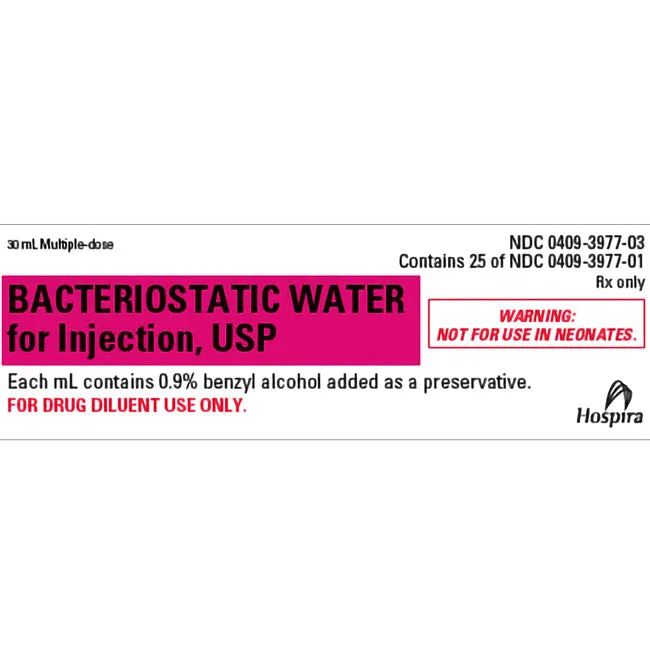 Bacteriostatic Water Injection Multiple Dose Vials 30 mL, 25/Pack by Pfizer (Rx)