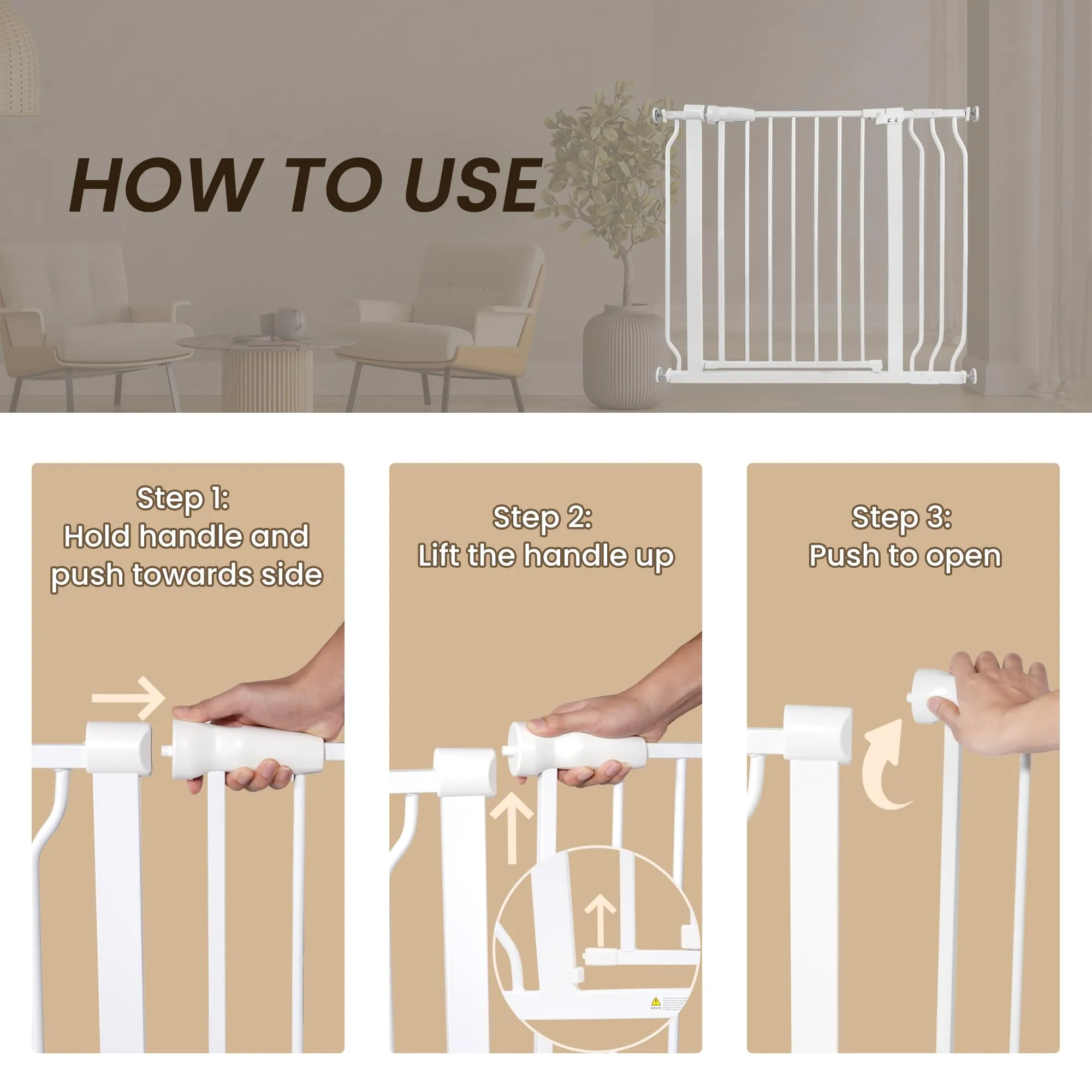 BalanceFrom Easy Walk-Thru Safety Gate for Doorways and Stairways with Auto-Close/Hold-Open Features, 30-Inch Tall, Fits 29.1 - 38.5 Inch Openings, White
