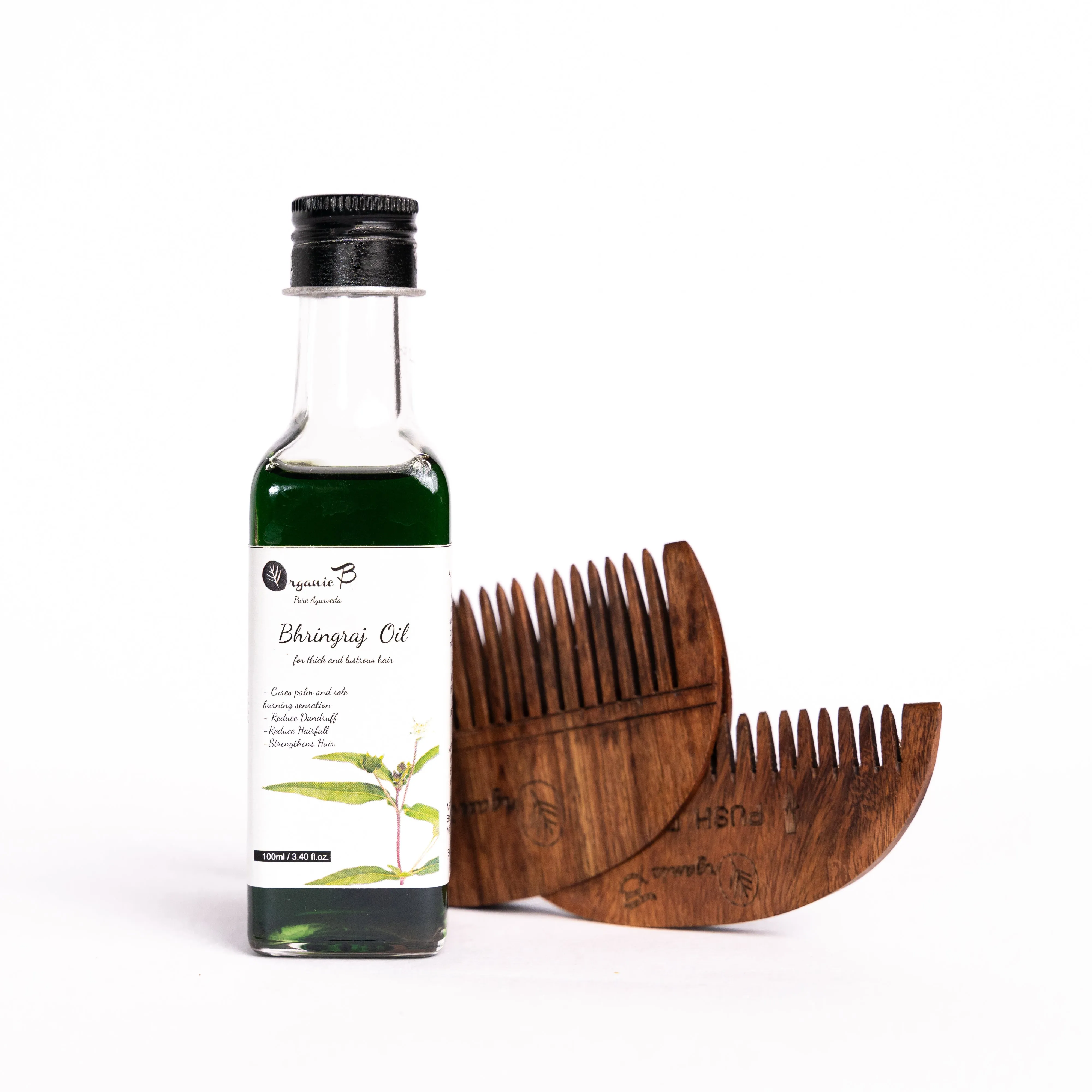 Bhringraj Oil & Wooden Applicator Combo