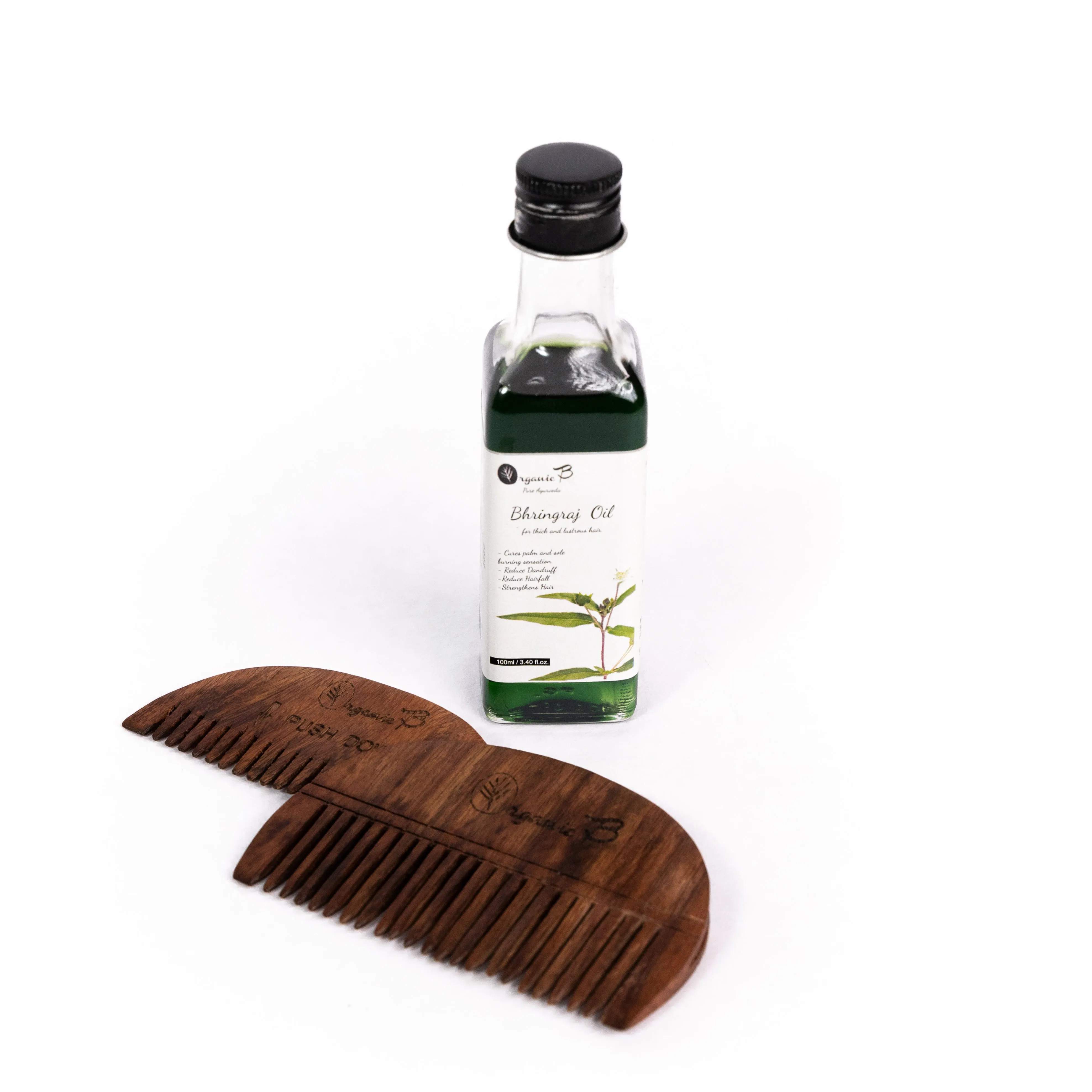 Bhringraj Oil & Wooden Applicator Combo