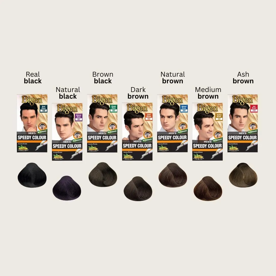 Bigen Mens Speedy Hair Colour Easy & Smooth Application No Ammonia Ash Brown 113