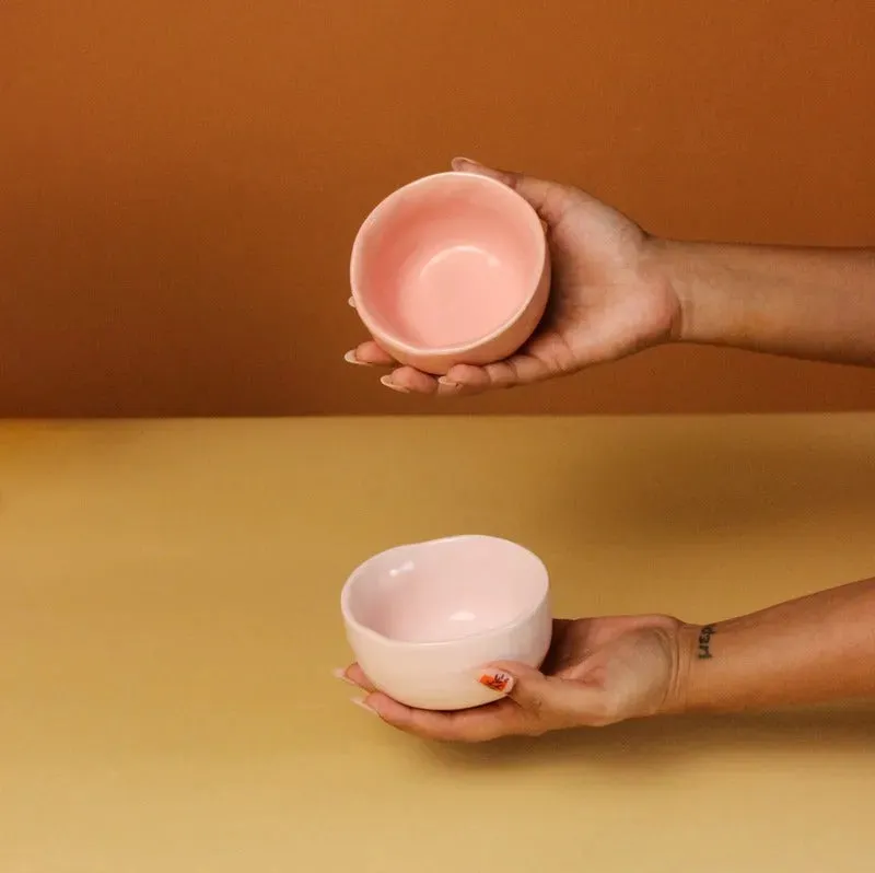 Ceramic Pastel Magic Bowl | Pink & Light Pink | Set of 2
