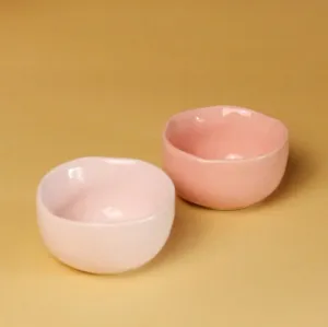 Ceramic Pastel Magic Bowl | Pink & Light Pink | Set of 2