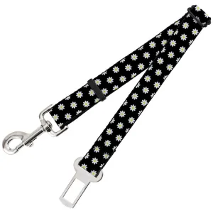Dog Safety Seatbelt for Cars - Daisies Scattered Black/White/Yellow