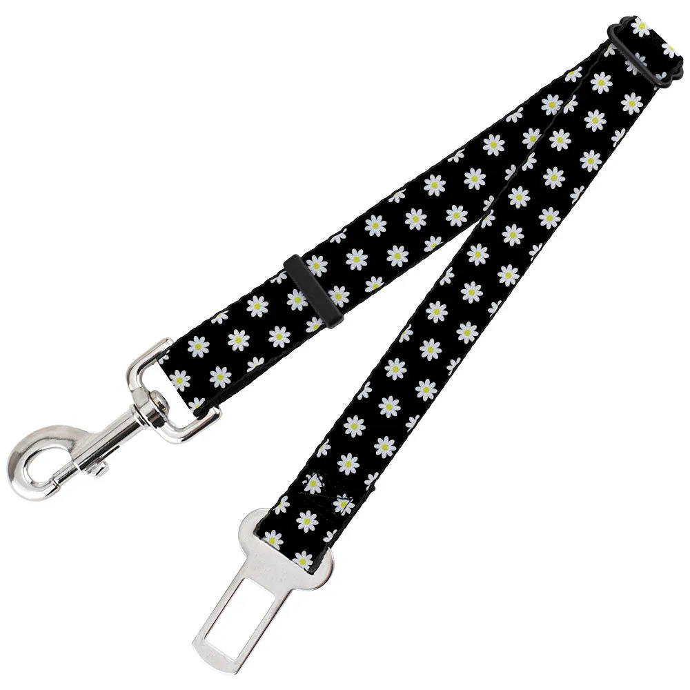 Dog Safety Seatbelt for Cars - Daisies Scattered Black/White/Yellow