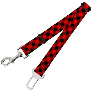 Dog Safety Seatbelt for Cars - Diagonal Buffalo Plaid Black/Red