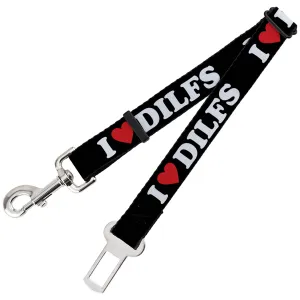 Dog Safety Seatbelt for Cars - I "HEART" DILFS Black/White/Red