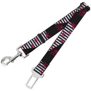 Dog Safety Seatbelt for Cars - Love Me w/Sketch Stars & Stripes Black/White/Fuchsia