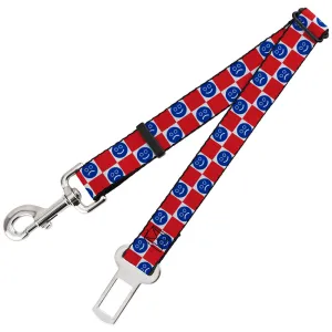 Dog Safety Seatbelt for Cars - Smiley Sad Face Checker Red/White/Blue