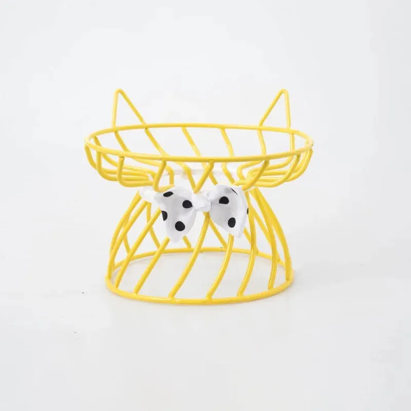 Elevated Ceramic Cat Bowl with High-Foot Design and Neck Guard