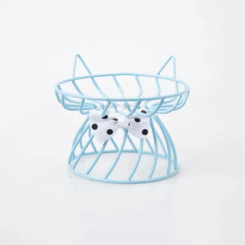 Elevated Ceramic Cat Bowl with High-Foot Design and Neck Guard