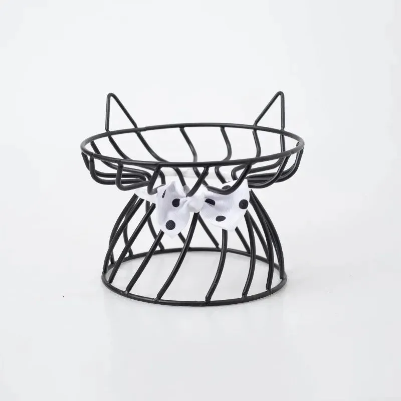 Elevated Ceramic Cat Bowl with High-Foot Design and Neck Guard