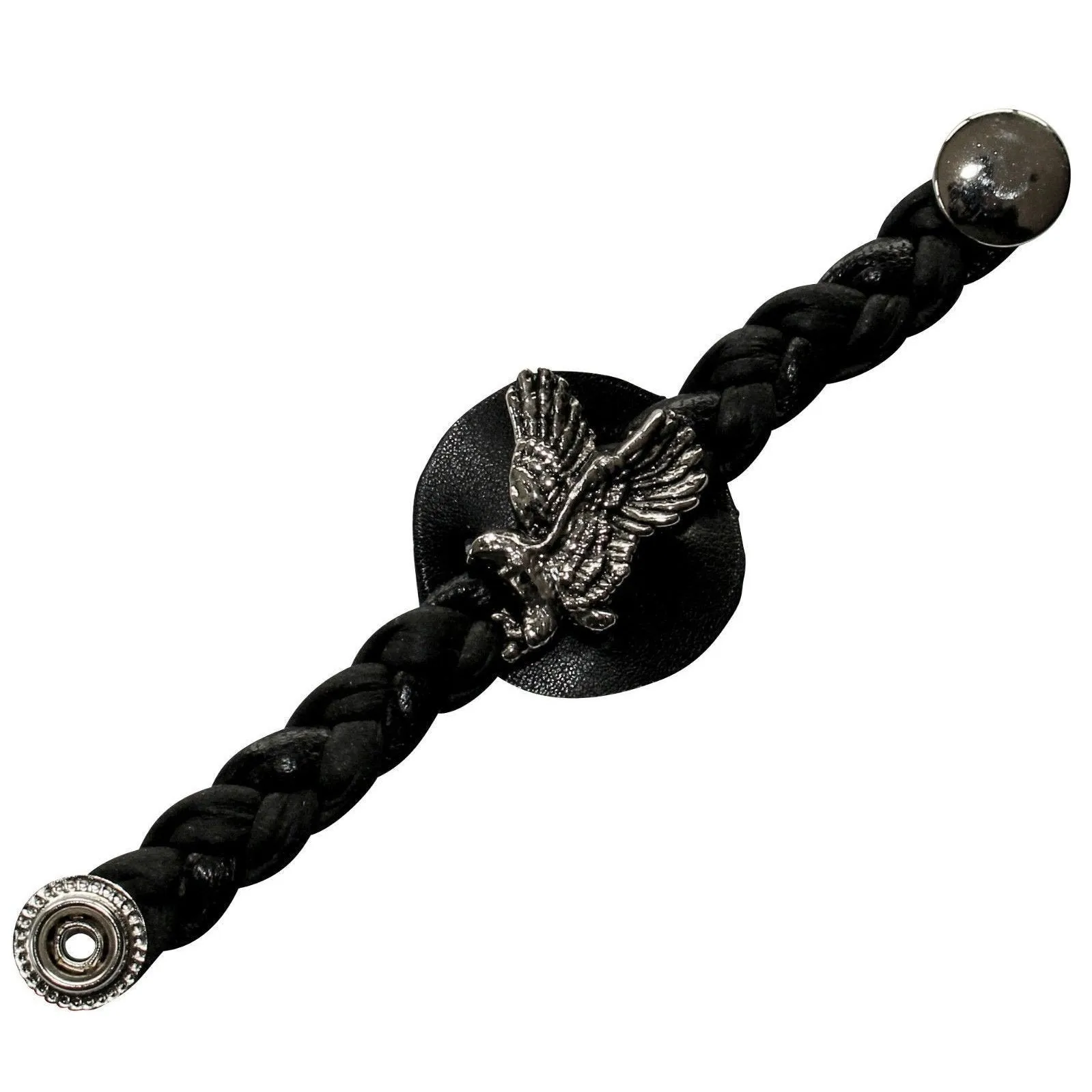 Flying Skull Braided Black Leather Vest Extender
