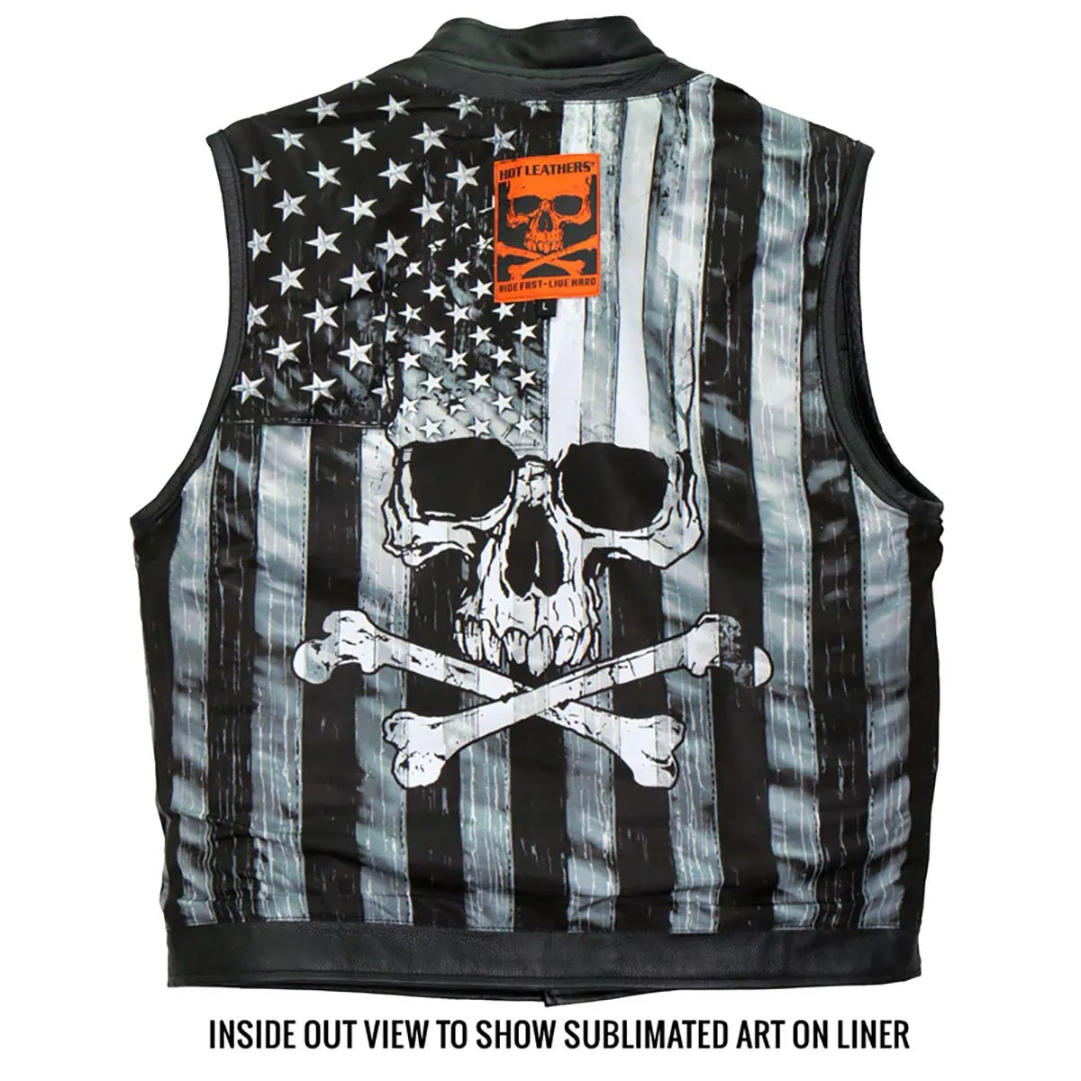 Hot Leathers VSM1054 Men’s Black 'Skull Flag' Conceal and Carry