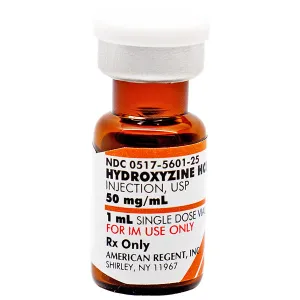 Hydroxyzine HCL Injection 50 mg/mL Single Dose Vial 1 mL x 25/Pack (RX)