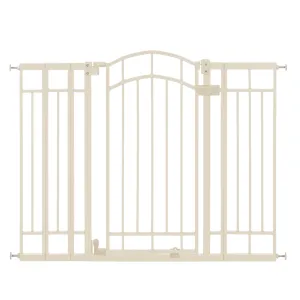 Multi-Use Decorative Extra Tall Walk-Thru Pet and Baby Gate, Openings 29"-48" Wide - Beige