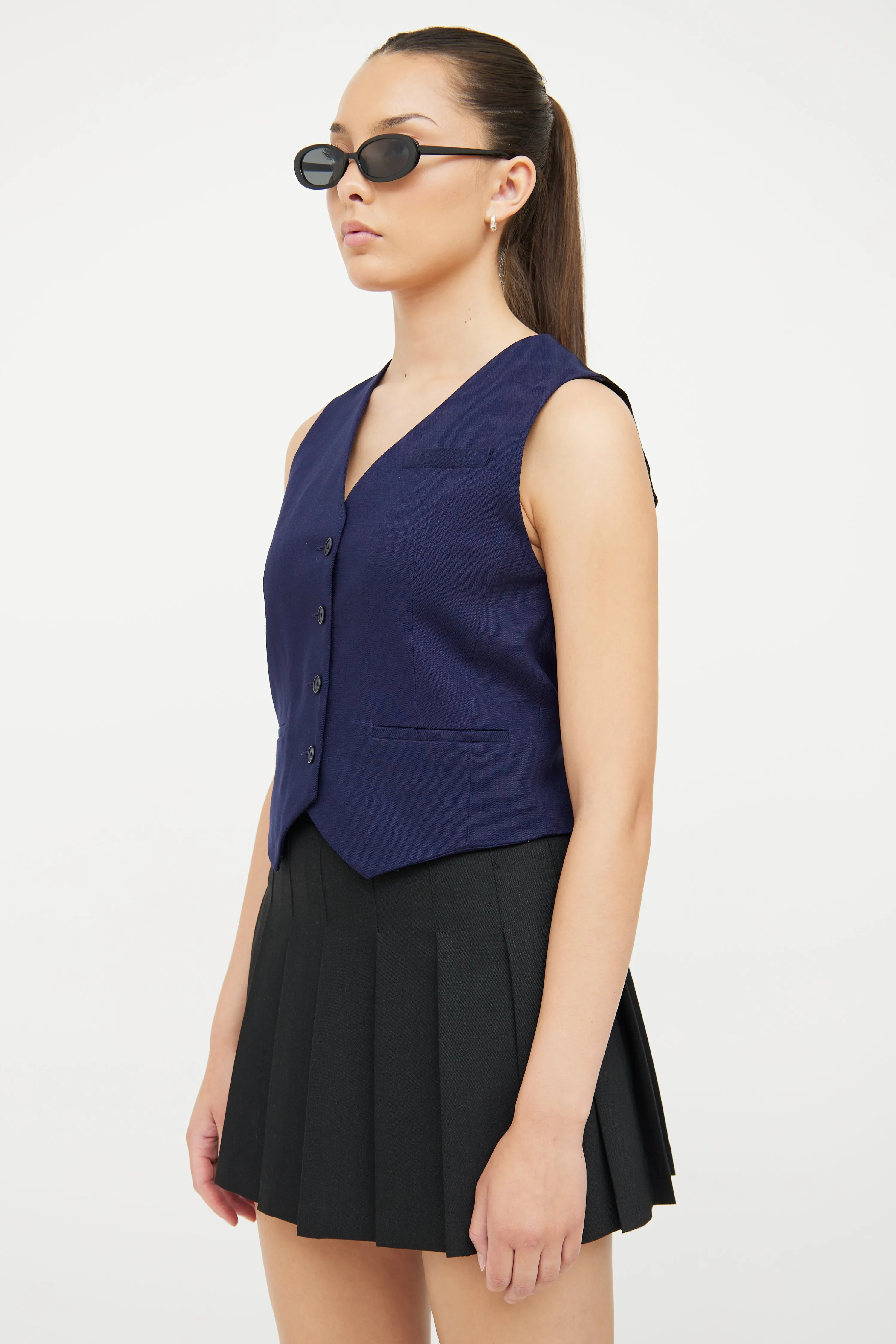 Navy & Black Button Vest