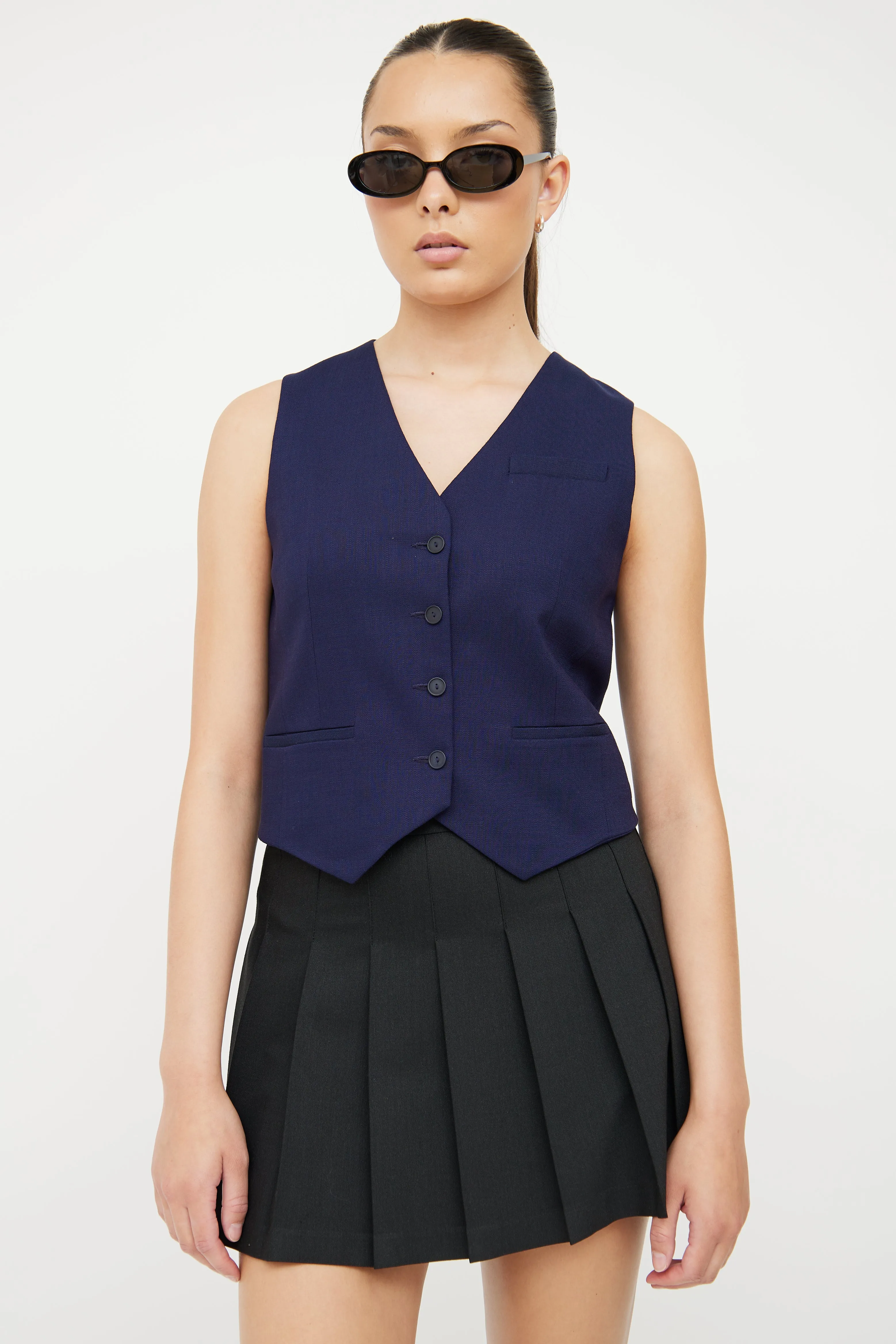 Navy & Black Button Vest