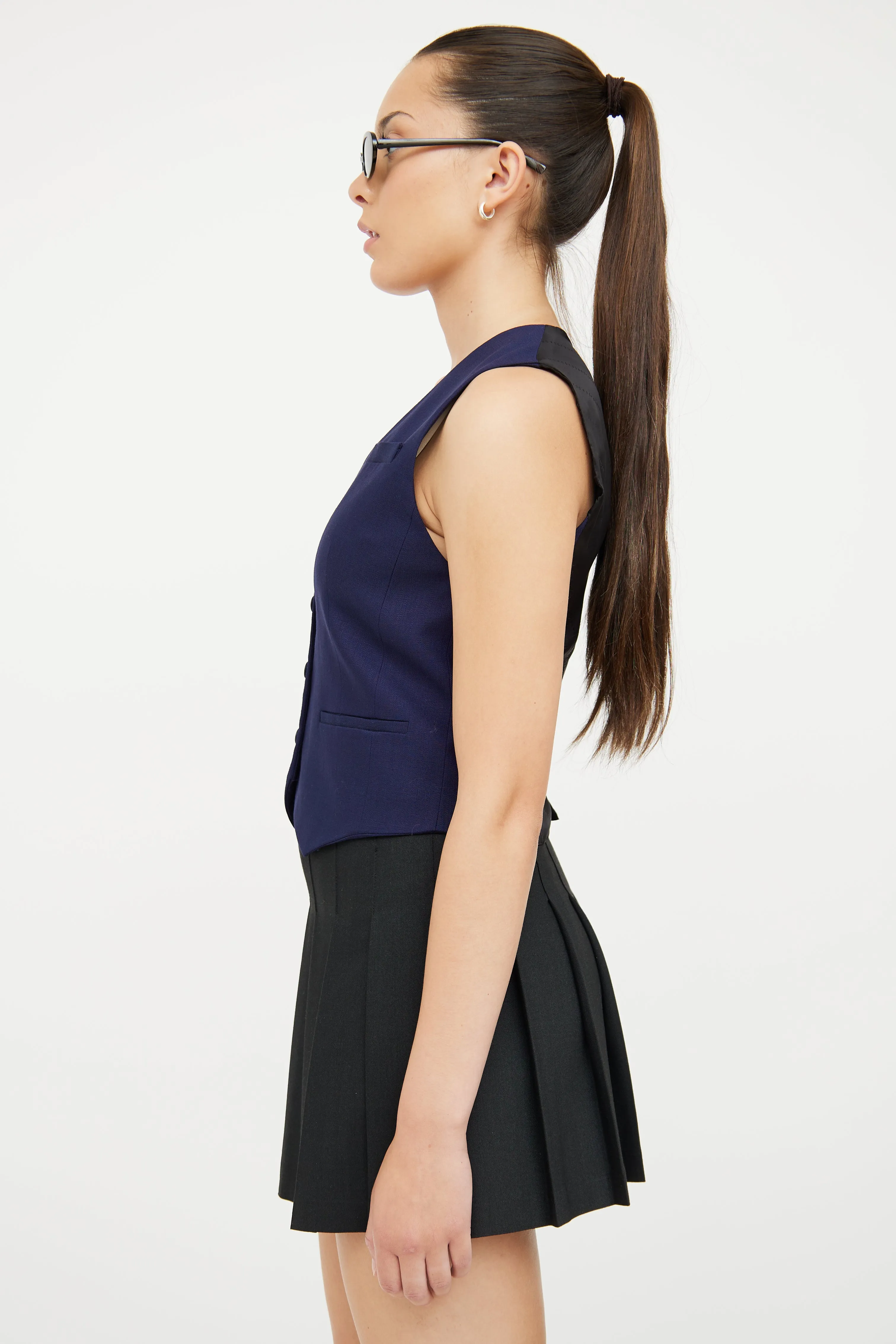 Navy & Black Button Vest
