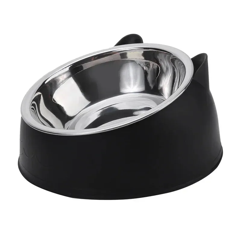 Non-Slip Cat Bowl with Stainless Steel Insert – Cute Ear Design
