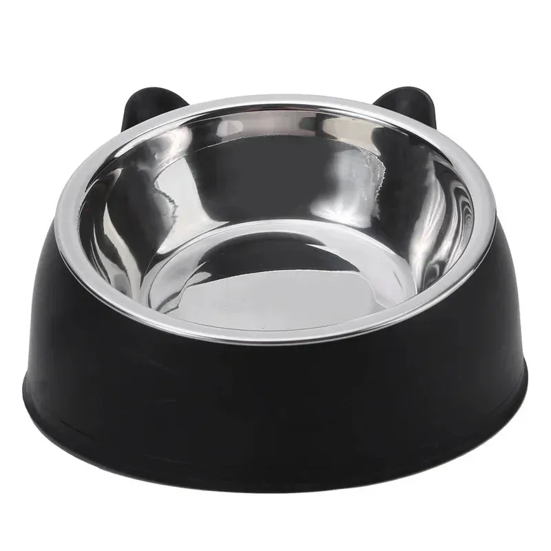 Non-Slip Cat Bowl with Stainless Steel Insert – Cute Ear Design