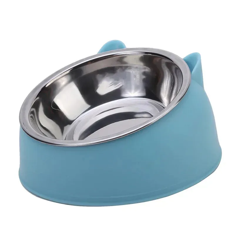 Non-Slip Cat Bowl with Stainless Steel Insert – Cute Ear Design