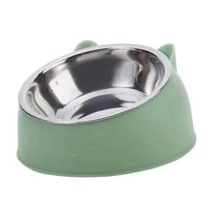 Non-Slip Cat Bowl with Stainless Steel Insert – Cute Ear Design