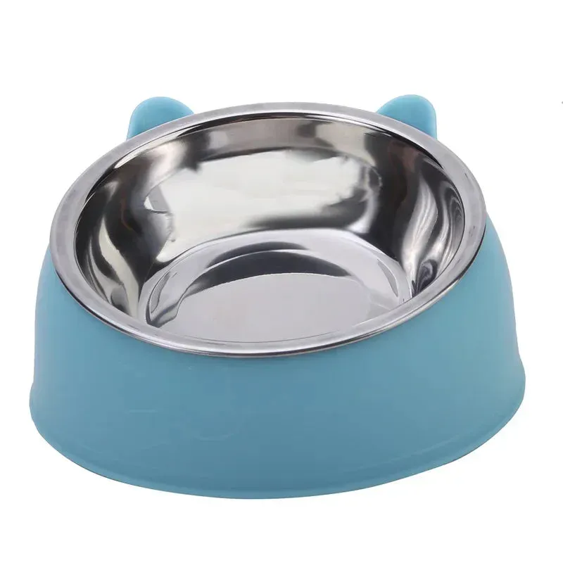 Non-Slip Cat Bowl with Stainless Steel Insert – Cute Ear Design