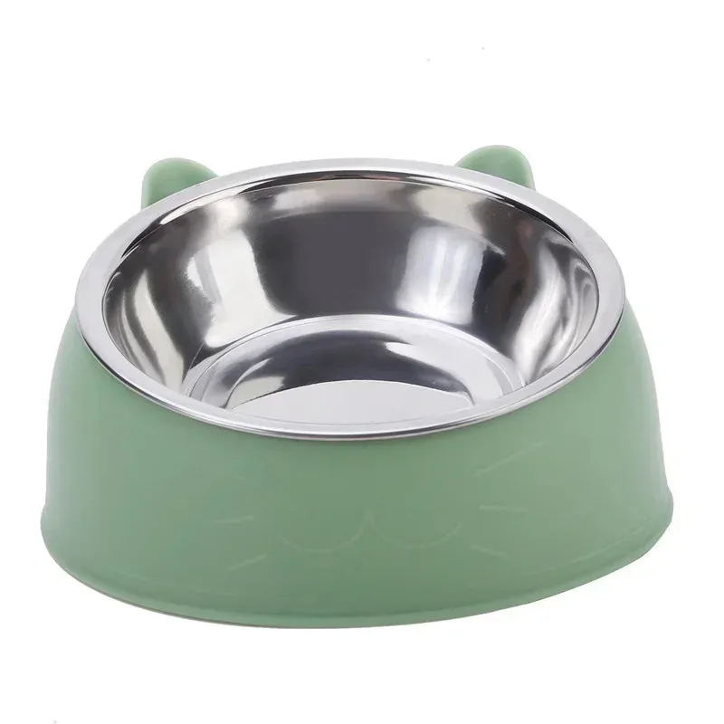 Non-Slip Cat Bowl with Stainless Steel Insert – Cute Ear Design