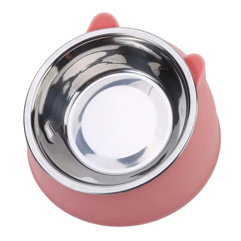 Non-Slip Cat Bowl with Stainless Steel Insert – Cute Ear Design
