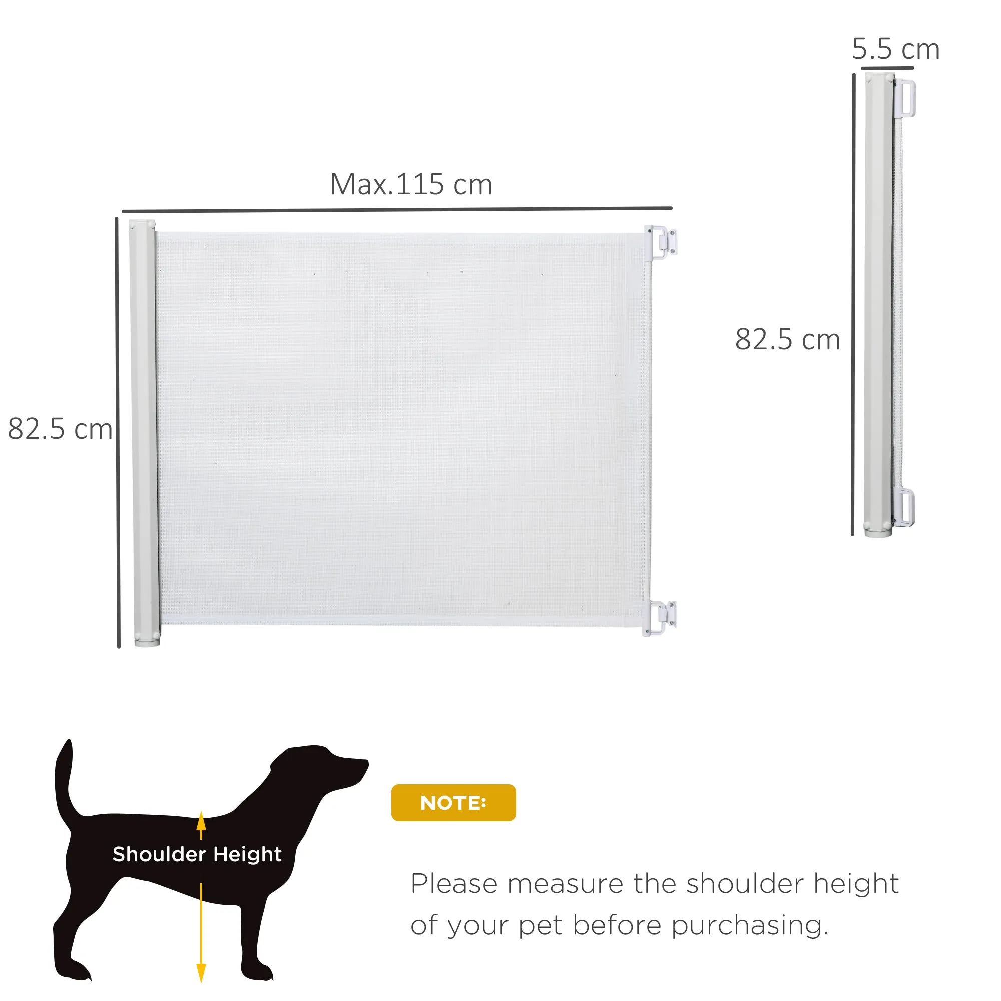 PawHut Retractable Pet Safety Gate, Folding Stair Barrier, Guard Door - White