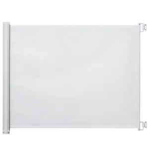 PawHut Retractable Pet Safety Gate, Folding Stair Barrier, Guard Door - White