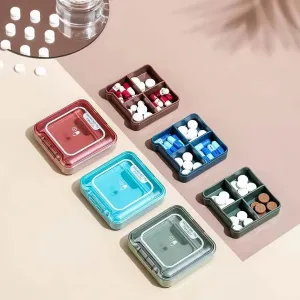 Portable Moisture-proof 4-Cell Pill Box for Weekly Medication Management