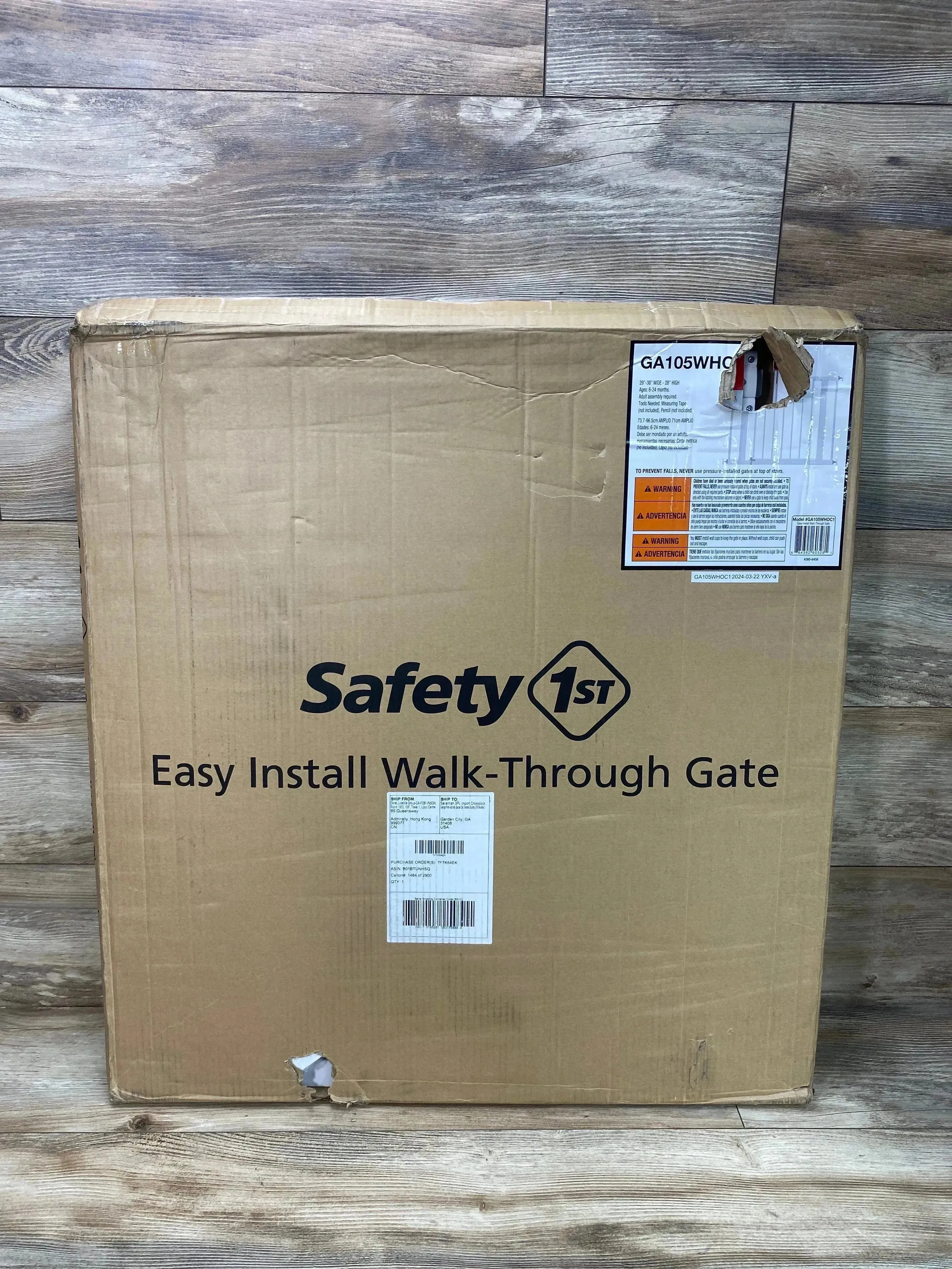 Safety 1st Easy Install White Extra Tall & Wide Walk Through Gate 29"-38"