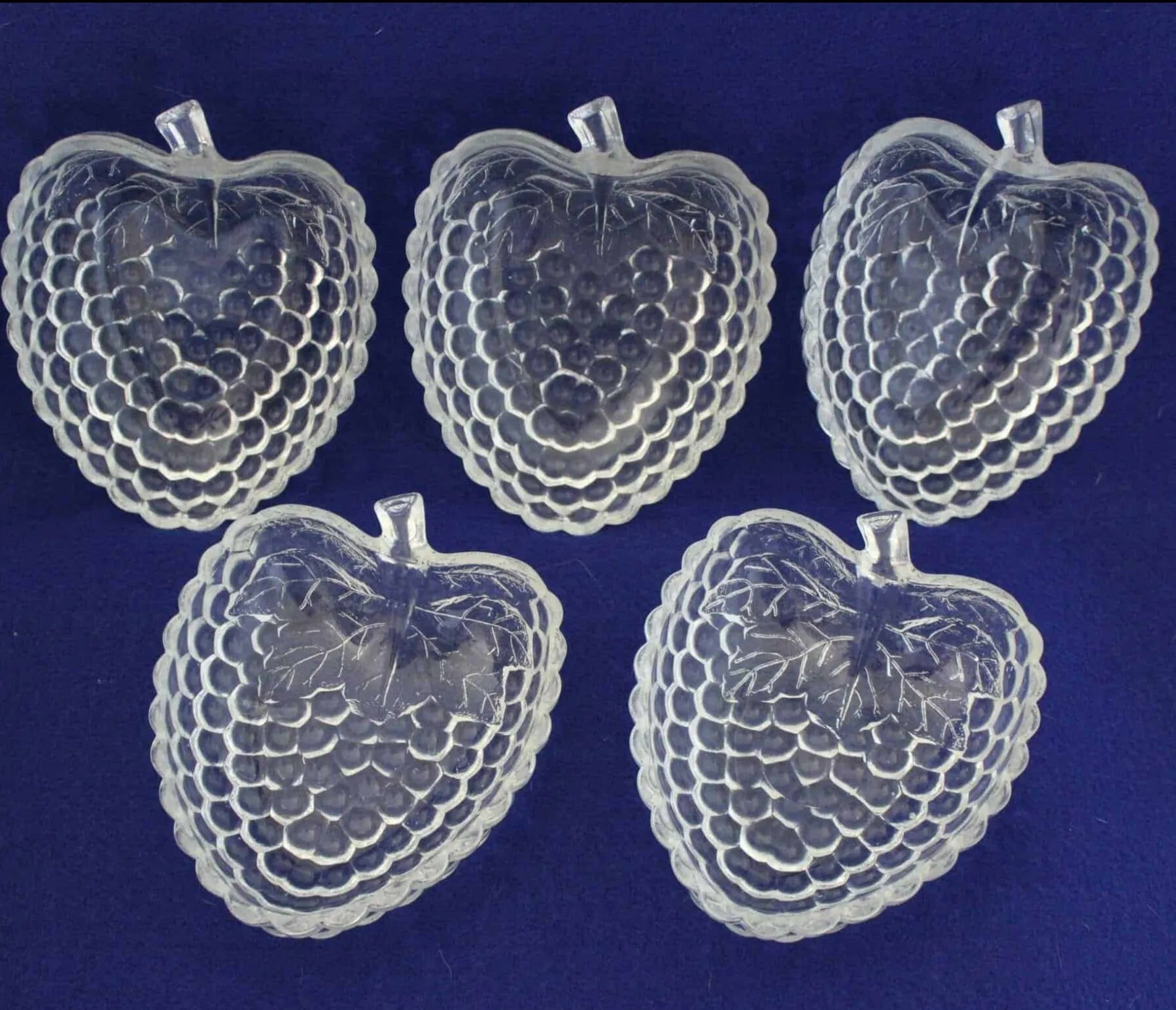 Salad Bowl Set, Berry Shaped Glass Bowls, Set of 6, Vintage Italy