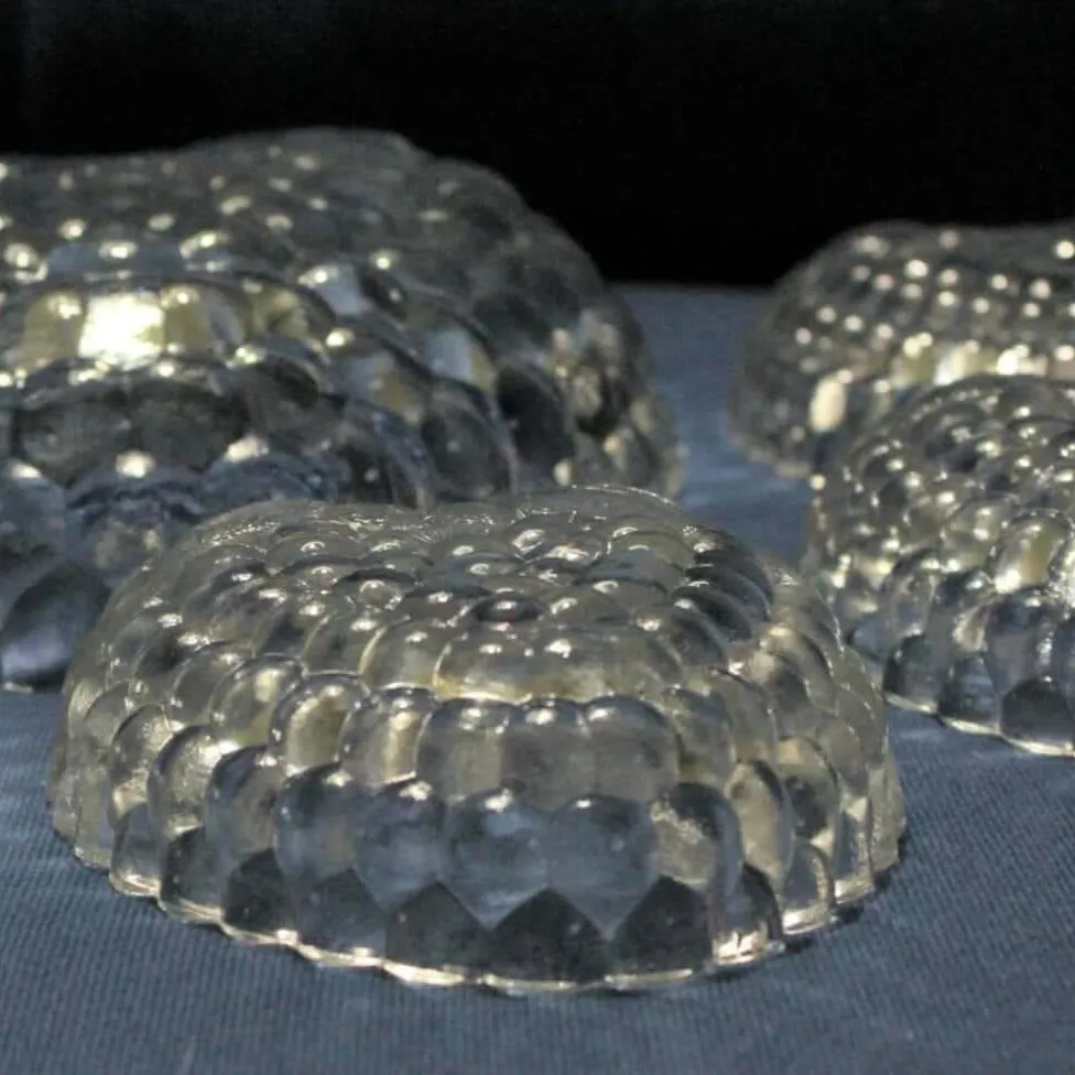 Salad Bowl Set, Berry Shaped Glass Bowls, Set of 6, Vintage Italy