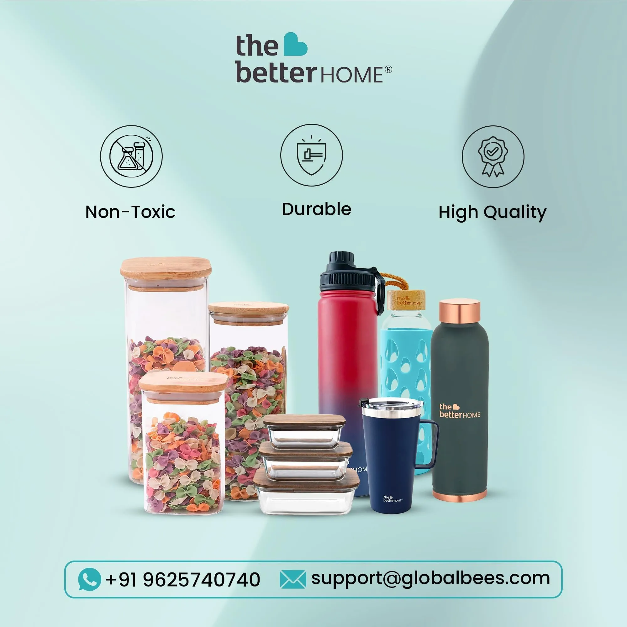 The Better Home Platters Serving Set for Snacks with Wooden Tray, Spoon, 3Jars (380ml Each) | Premium Soda Lime Glass | Snacks Serving Bowls with Tray | Serving Tray with Bowls for Snacks