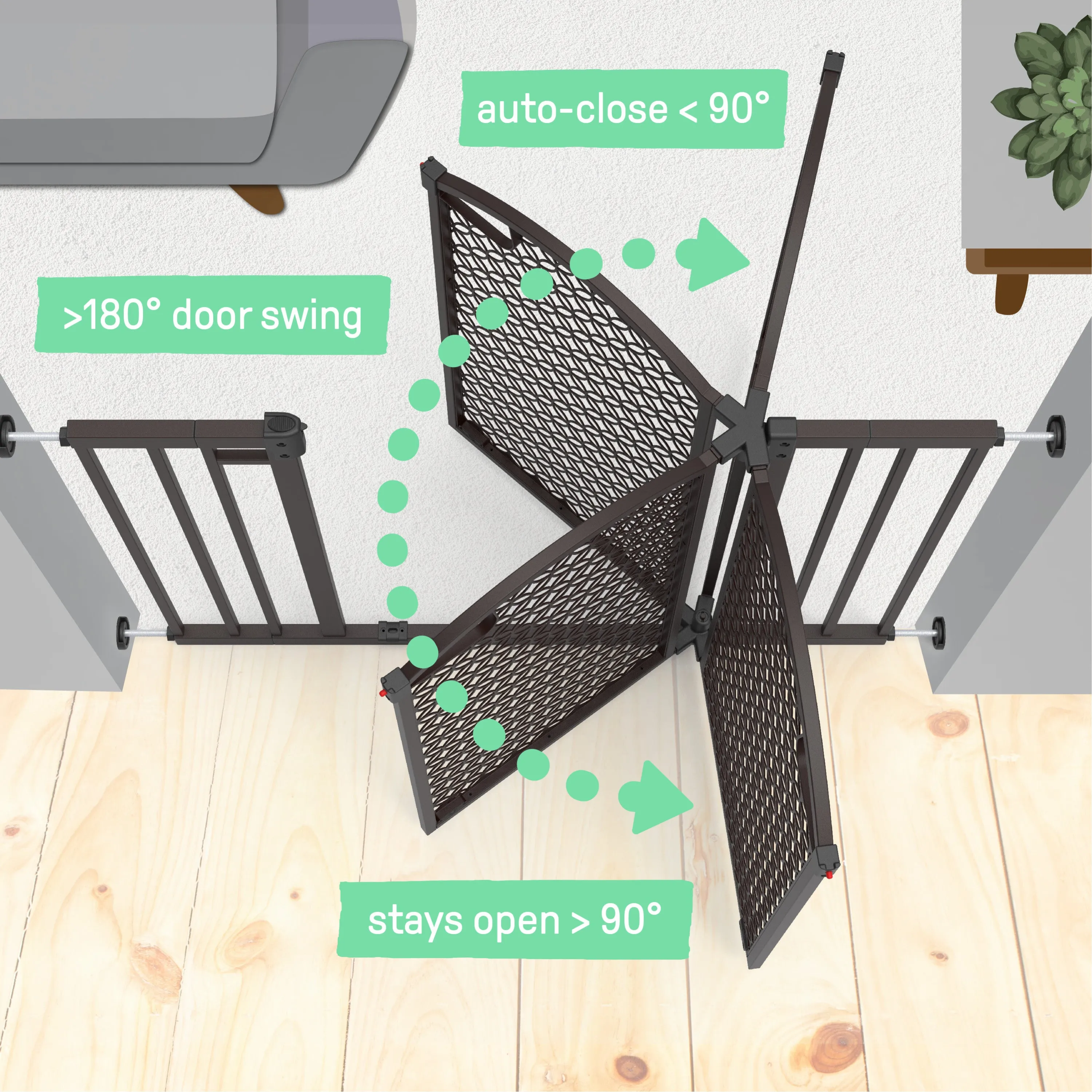 The Doorway 42W Series Pet and Baby Gate, Openings 28"- 42" Wide, 30" Tall - Espresso