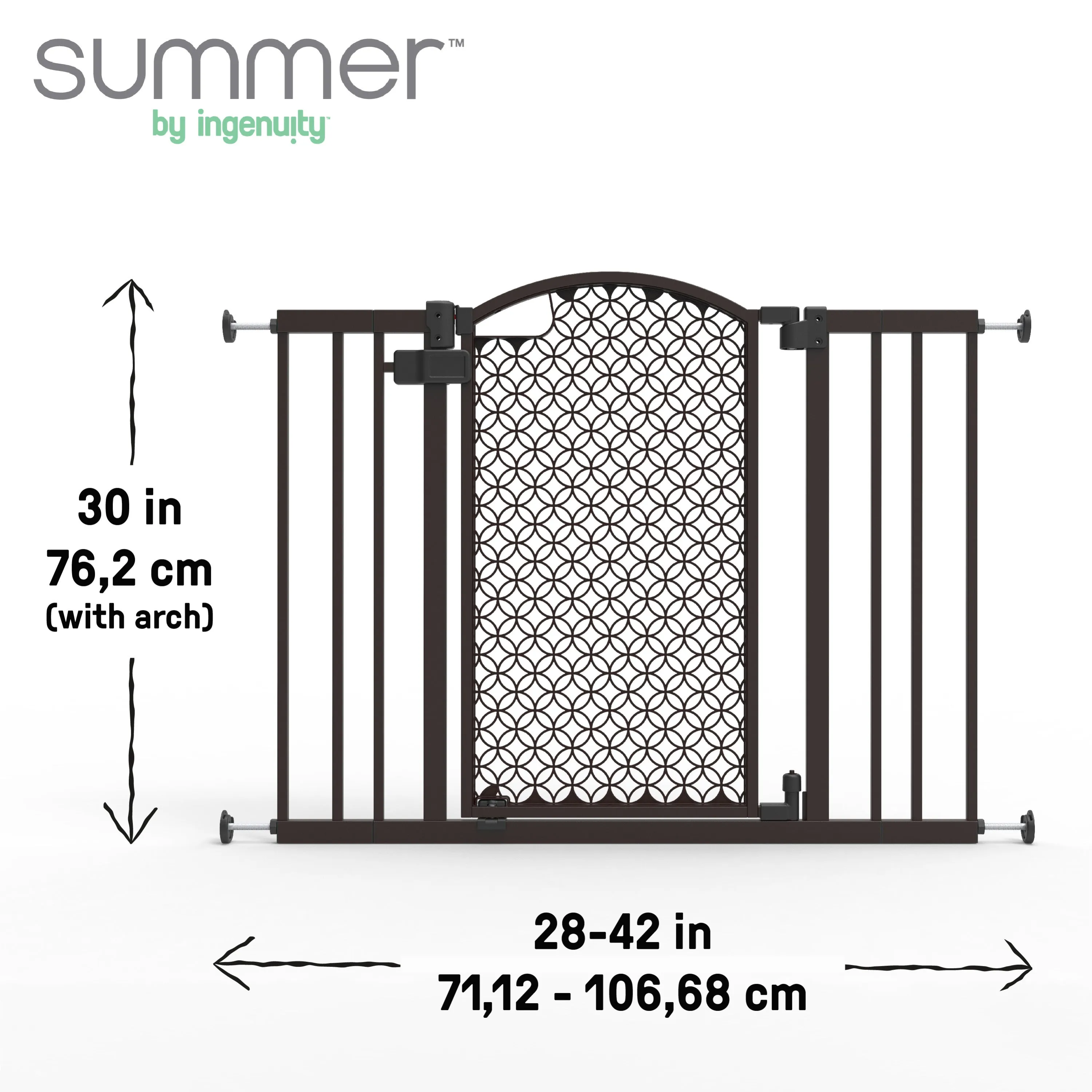 The Doorway 42W Series Pet and Baby Gate, Openings 28"- 42" Wide, 30" Tall - Espresso