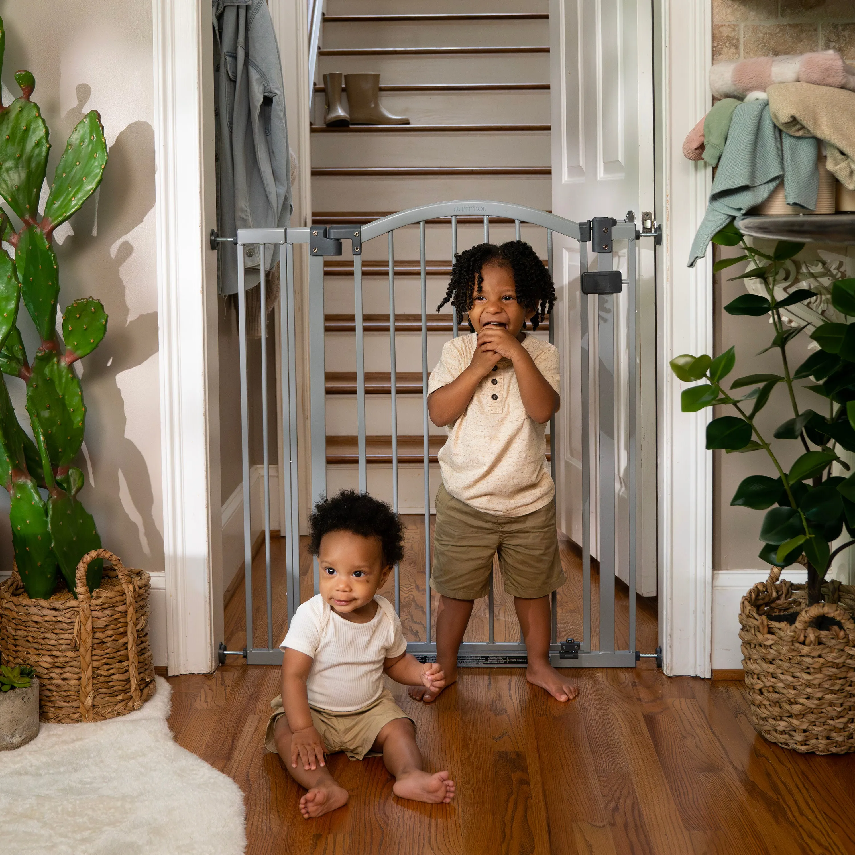 The Thruway 53W Series Pet and Baby Gate, Openings 29.5-53", 38" Tall - Gray