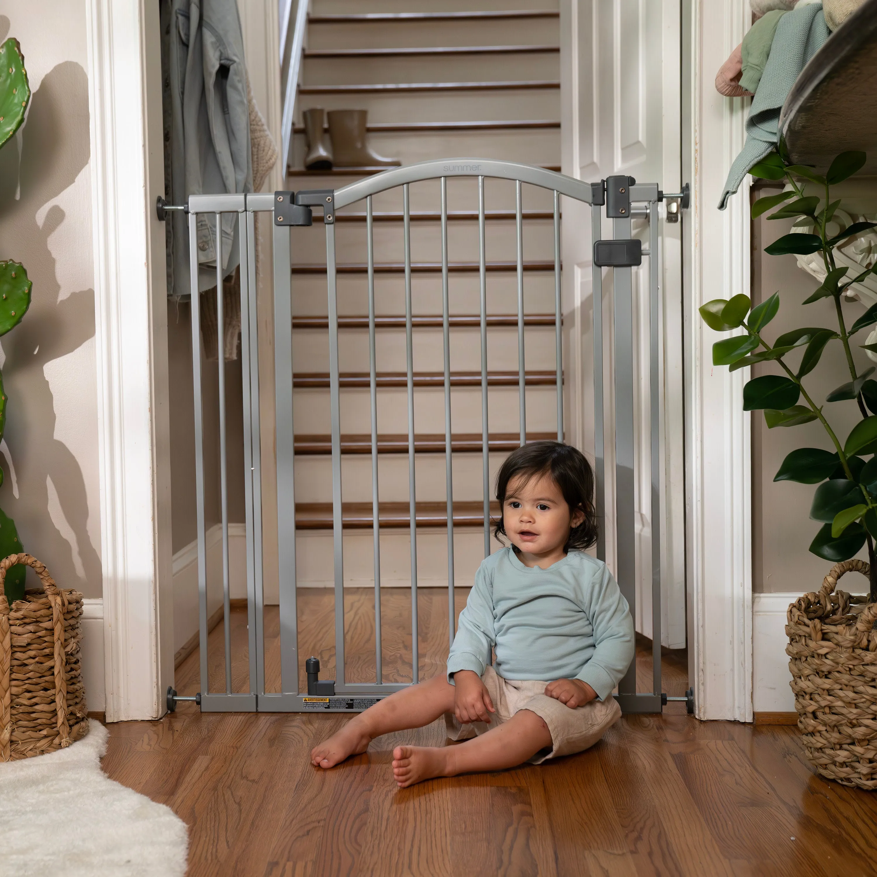 The Thruway 53W Series Pet and Baby Gate, Openings 29.5-53", 38" Tall - Gray